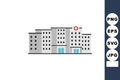 Hospital building medical center with red cross sign in flat Product Image 1