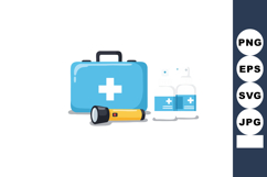 First aid kit with flashlight and medicine bottles emergency Product Image 1
