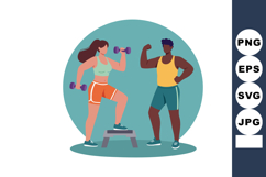 Fitness workout training with woman lifting dumbbells and ma Product Image 1