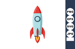 Rocket ship vector illustration with red fins and nose cone Product Image 1