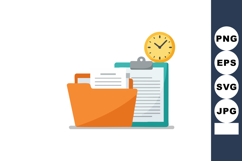 Office folder with documents and clipboard with clock symbol Product Image 1