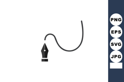 Fountain pen nib with elegant curved ink line simple black v Product Image 1