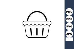 Basket icon simple black line art symbol for shopping or car Product Image 1