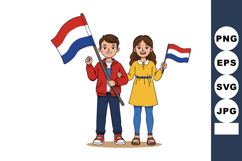 Children holding Netherlands flag celebrating national pride Product Image 1