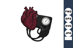 Human heart with blood pressure monitor medical health and c Product Image 1