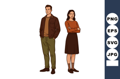 Young man and woman standing with casual autumn clothing in Product Image 1