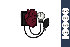 Human heart connected to blood pressure monitor vector medic Product Image 1