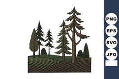 Evergreen trees forest landscape with textured ground and na Product Image 1