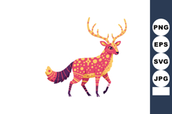 Colorful stylized deer with antlers and decorative patterns Product Image 1