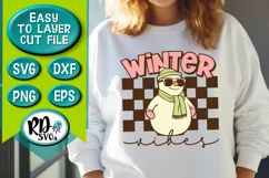 Winter Vibes - A Retro Christmas Snowman Cricut Cut File Product Image 2