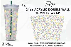 Tulips No Gap Starbucks 24oz Acrylic Tumbler Cup Wrap SVG Product Image 1