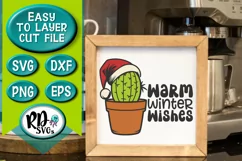Warm Winter Wishes - A Christmas Cactus Cricut Cut File Product Image 2