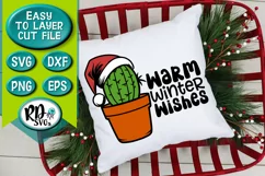 Warm Winter Wishes - A Christmas Cactus Cricut Cut File Product Image 3