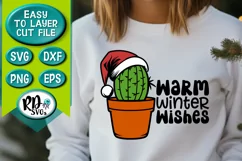 Warm Winter Wishes - A Christmas Cactus Cricut Cut File Product Image 4