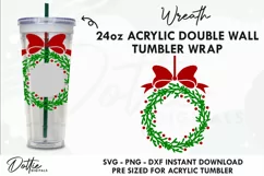 Christmas Wreath Starbucks 24oz Acrylic Tumbler Cup SVG File Product Image 1