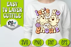 Let's Go Ghouls - A Retro Ghost Layered Cricut Cut File Product Image 2
