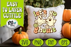 Let's Go Ghouls - A Retro Ghost Layered Cricut Cut File Product Image 3