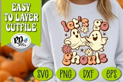 Let's Go Ghouls - A Retro Ghost Layered Cricut Cut File Product Image 4