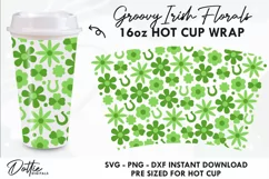 Floral St Patrick's Day No Hole Starbucks 16oz Hot Cup Wrap Product Image 1