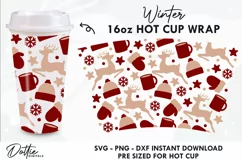 Winter Starbucks No Hole Hot Cup SVG PNG DXF Cutting File 16 Product Image 1