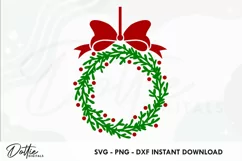 Christmas Wreath Starbucks 24oz Acrylic Tumbler Cup SVG File Product Image 2
