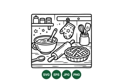 Hand Drawn Baking Kitchen Illustration Clipart Product Image 1