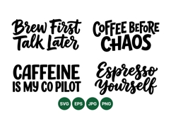 Hand Drawn Funny Coffee Quotes SVG Typographic Designs Product Image 1