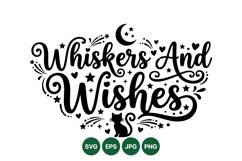 Whiskers And Wishes Cat Silhouette Design With Stars Product Image 1