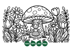 Hand Drawn Fairy Garden Clipart Illustration Product Image 1