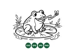 Cute Frog On Lily Pad Digital Coloring Design Product Image 1