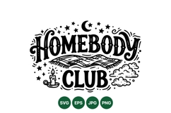Hand Drawn Cozy Homebody Club SVG Design Product Image 1