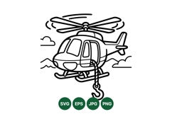 Helicopter Line Art Clipart Vector Illustration Product Image 1