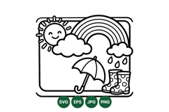 Lineart Rainy Day Weather Clipart Design Product Image 1