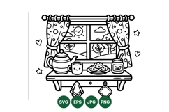 Cute Cozy Kitchen Window Illustration Design Product Image 1