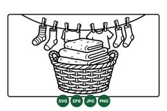 Clean Laundry Basket Clipart Vector Illustration Product Image 1
