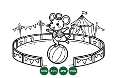 Hand Drawn Circus Mouse Svg Illustration Design Product Image 1
