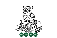 Hand Drawn Owl Sitting On Books Illustration Product Image 1