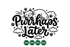 Funny Hand Lettered Cat SVG Cut File Design Product Image 1