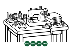 Detailed Vintage Sewing Machine Illustration Design Product Image 1