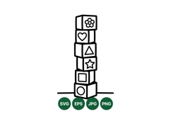 Hand Drawn Stacked Toy Blocks Vector Illustration Product Image 1