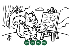 Cute Squirrel Painting Clipart For Kids Projects Product Image 1