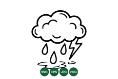Simple Rainstorm Weather Icon Clipart Design Product Image 1