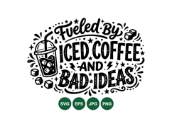 Hand Lettered Iced Coffee Quote SVG Design Product Image 1