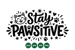 Cute Cat Paw Typography Inspirational Artwork Product Image 1