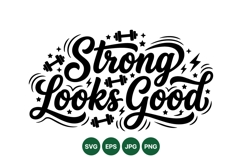 Fitness Typography Design With Strong Motivational Quote Product Image 1