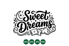 Hand Lettered Sweet Dreams SVG Cut File For Bedroom Decor Product Image 1