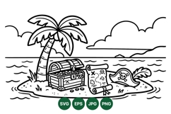 Hand Drawn Pirate Treasure Island Vector Illustration Product Image 1