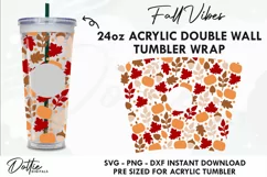 Fall Vibes Starbucks 24oz Acrylic Tumbler Cup SVG File Product Image 1