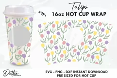 Tulips Garden Flowers Starbucks 16oz Hot Cup Wrap SVG Product Image 1