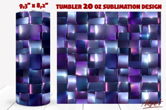 Abstract geometric iridescent 3D purple tumbler, glowing Product Image 1